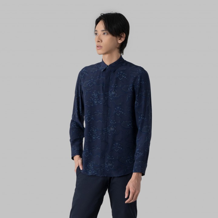 Silk men shirt- CADAMOM-LEO NIGHT